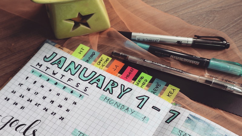 custom made calendar in a notes with different color notes